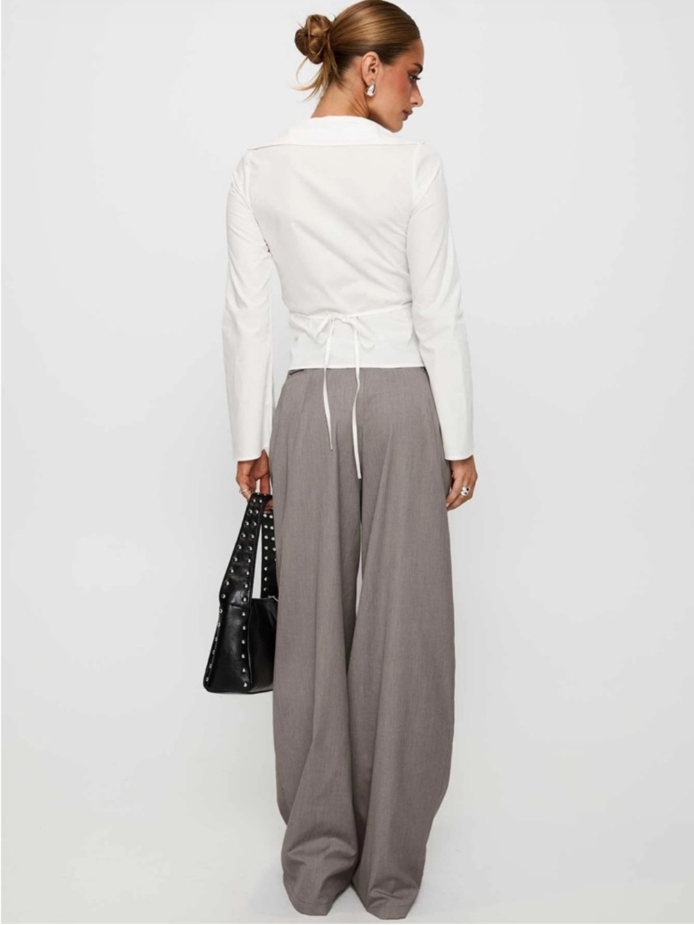 NWT Princess Polly Just Have Fun Wide Leg Pant Grey Effortless Baggy Minimalist - Picture 3 of 9